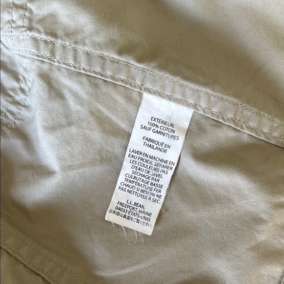 L.L. Bean Tan Utility Jacket Buttoned Cinched Waist Relaxed Fit Cotton Sz 16 - Picture 15 of 16